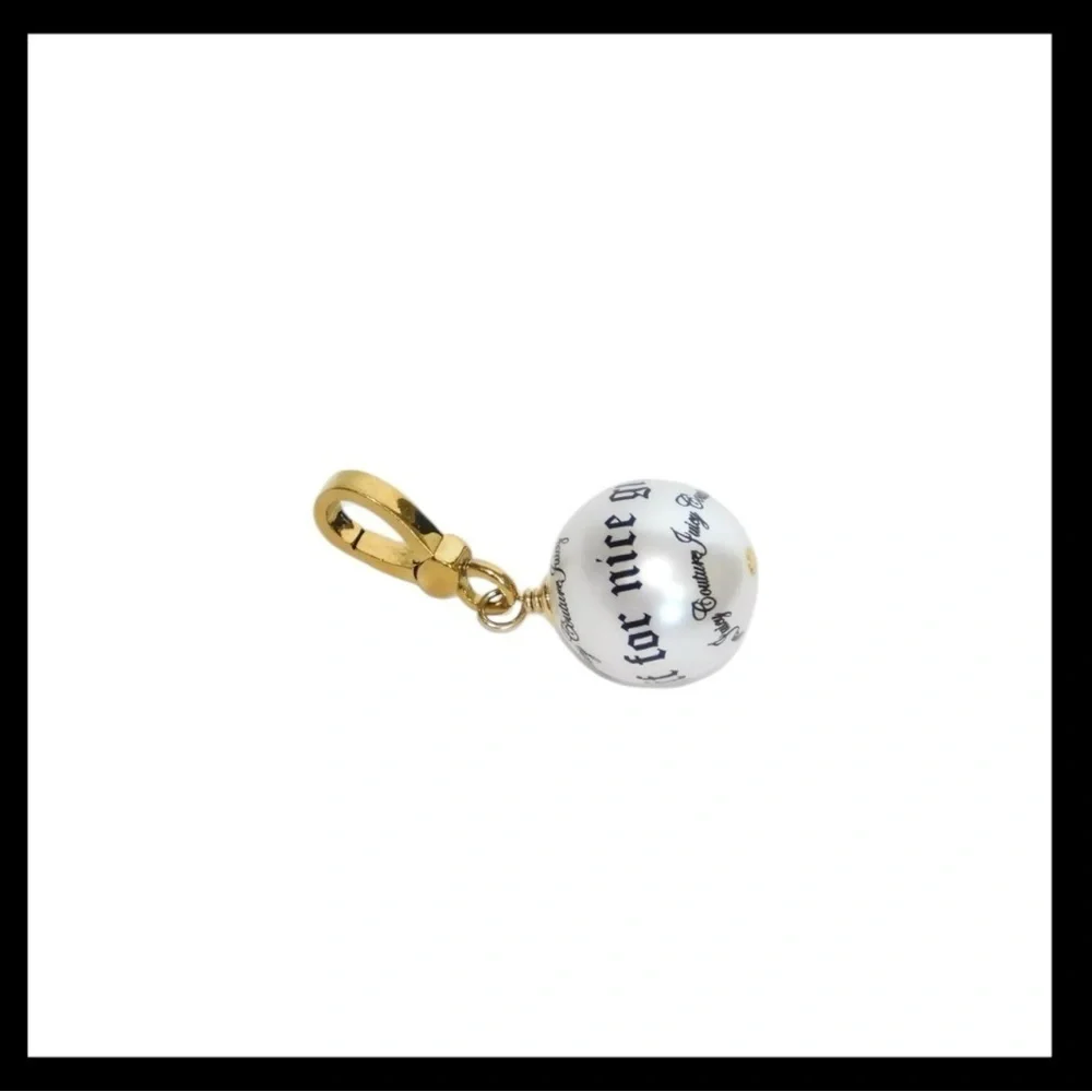 Juicy Couture Script Pearl Charm For Nice Girls Who Like Stuff NIB - Picture 3 of 10